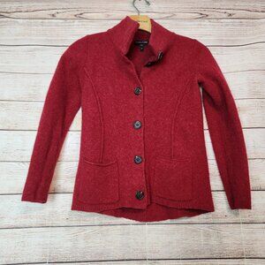 Eileen Fisher Women's Wool Coat Jacket Size XS Pockets Big Buttons Boxy READ